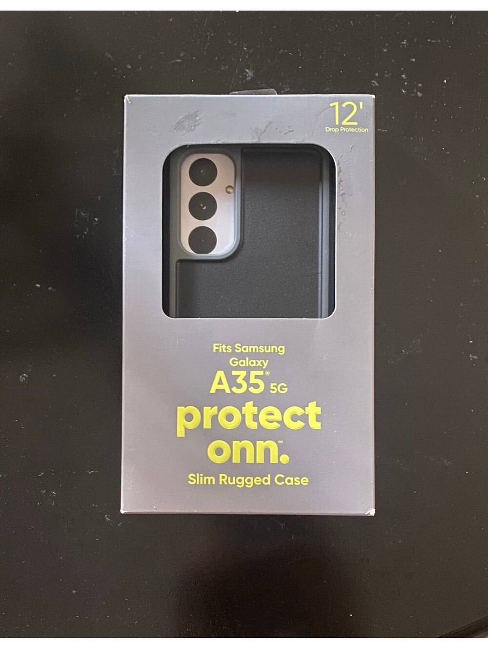 Onn Slim Rugged Case for Samsung Galaxy A35 5G Black/Gray